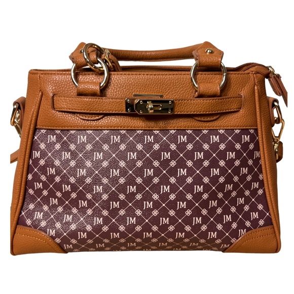 Danbury Mint Personalized JM Initial BrownFaux Leather Handbag - Picture 2 of 16